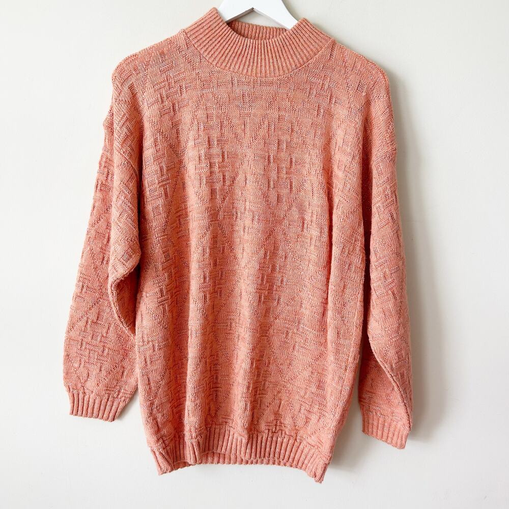 Vintage Helen Sue Sweater Size 10 3D Knit Metallic Made in USA Oversized Relaxed